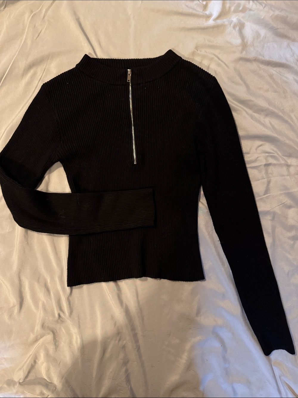Rue21 Black Ribbed Half-Zip Top
